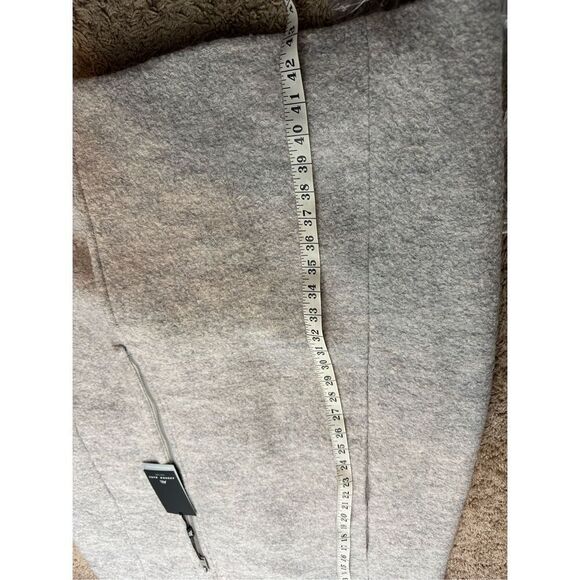 Andrew Marc size XL Gellar Trench Coat Light Gray Wool Moto Zip Edgy Knee Length - Picture 12 of 13